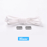 Lacets élastiques blancs avec fermoirs métalliques, parfaits pour un maintien optimal et un look épuré