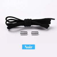 Lacets élastiques noirs avec fermoirs métalliques, assurant un ajustement rapide et confortable