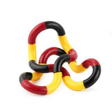 Tortillon coloré rouge, jaune et noir, flexible et articulé pour la manipulation sensorielle
