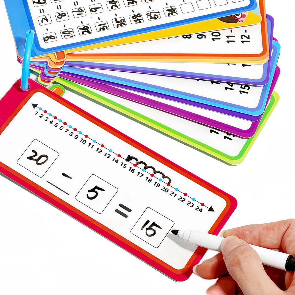 Flash cards mathématiques Montessori effaçables au feutre pour apprendre le calcul