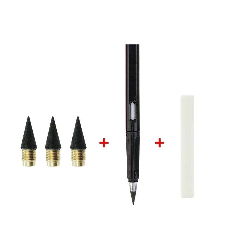 Pack crayon éternel 0,5 mm avec 3 mines de rechange et gomme pour écriture sans stress sensoriel