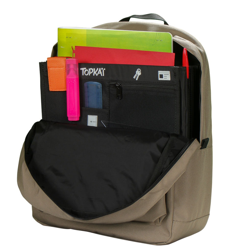 Organiseur de sac Topkaï avec compartiments par matière et repères de couleur pour collégiens