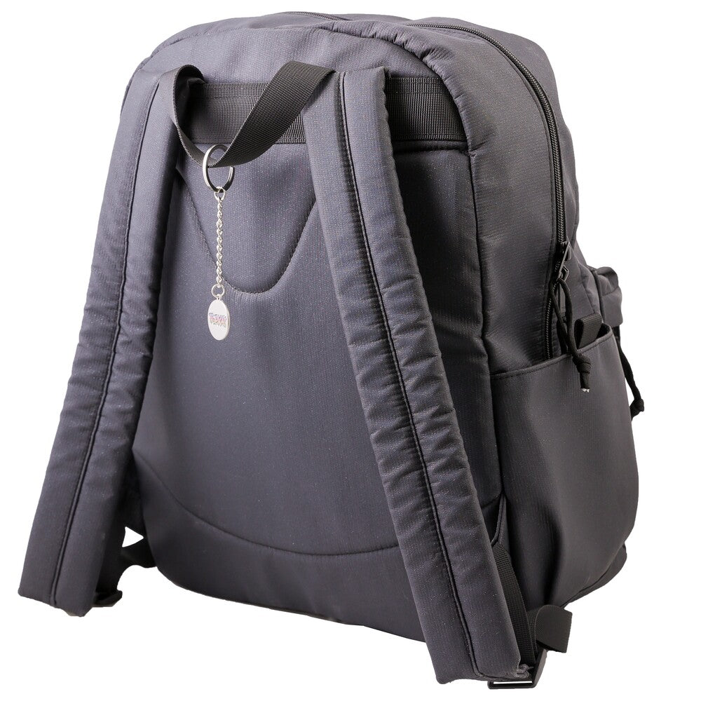 Sac à dos Topkaï Sparkles réglisse noir pailleté avec zips YKK à cordelettes colorées