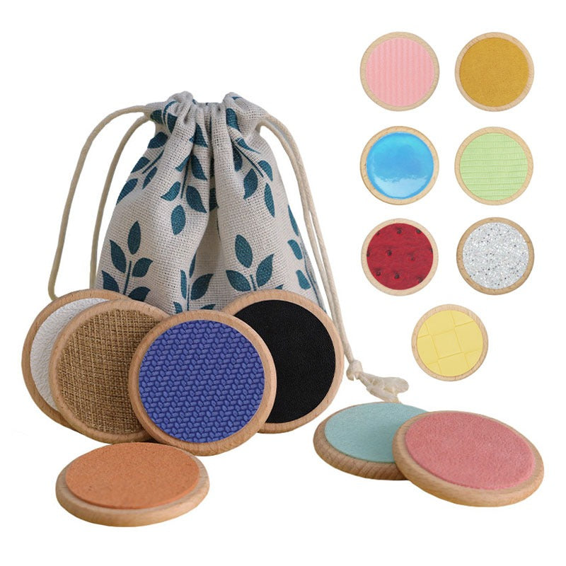 Pads sensoriels Montessori en bois avec 7 textures pour l'exploration tactile